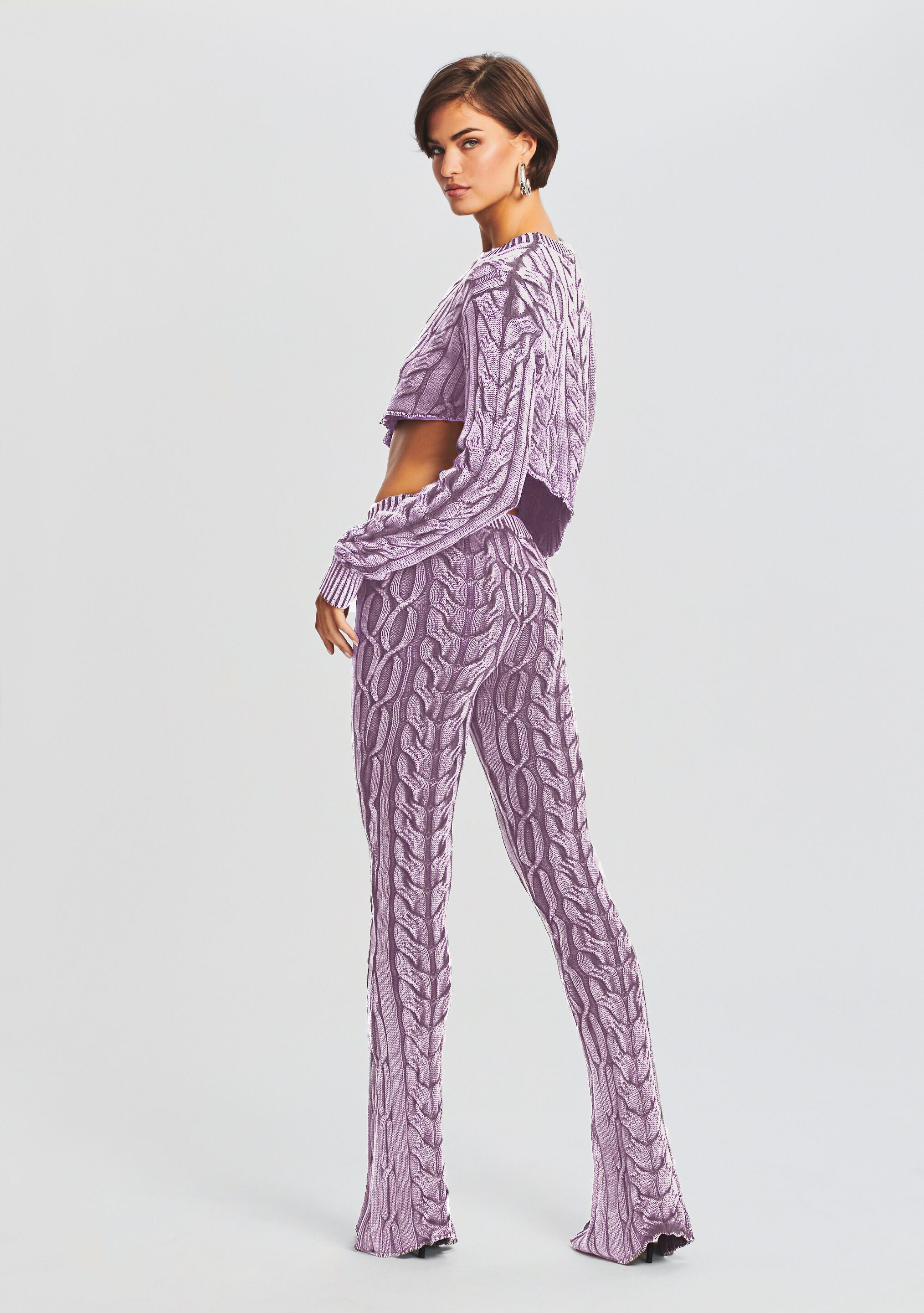 rurumu:】frenemy knit op(lavender) - ひざ丈ワンピース