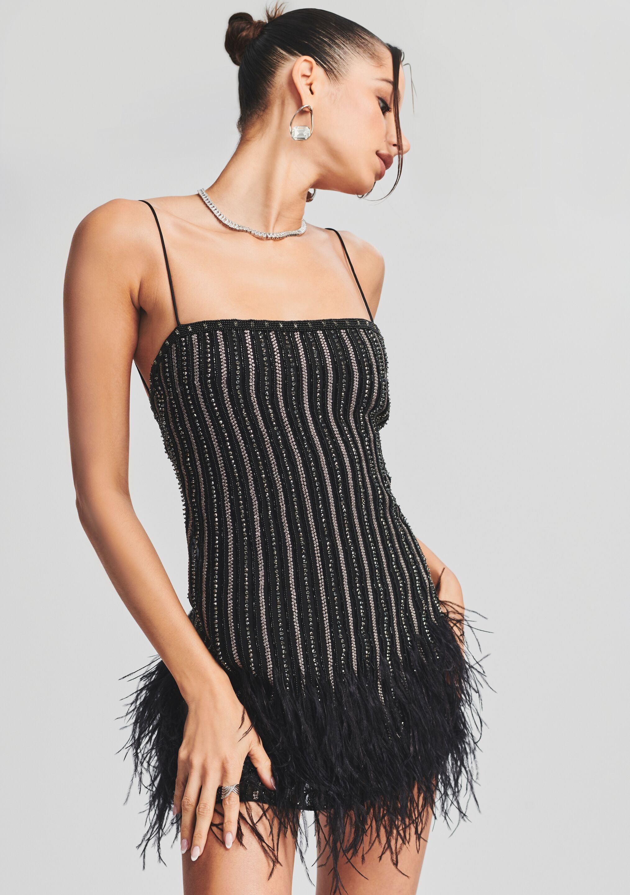 Rubina Sequin Feather Dress – Retrofete