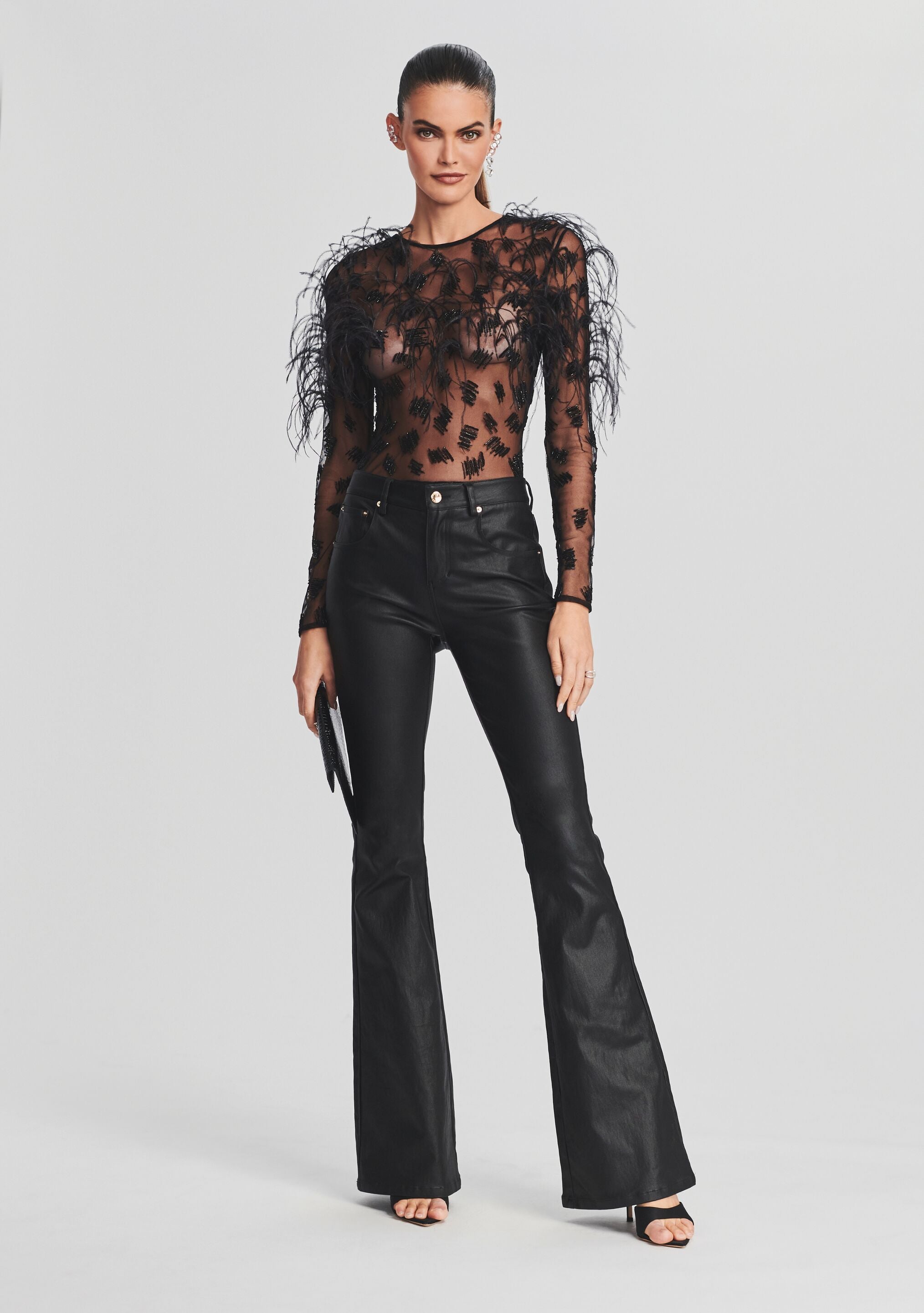 【pharfaite】Chic Ribbon Lace Leotard pharfaite】Chic Ribbon Lace Leotard ブラック