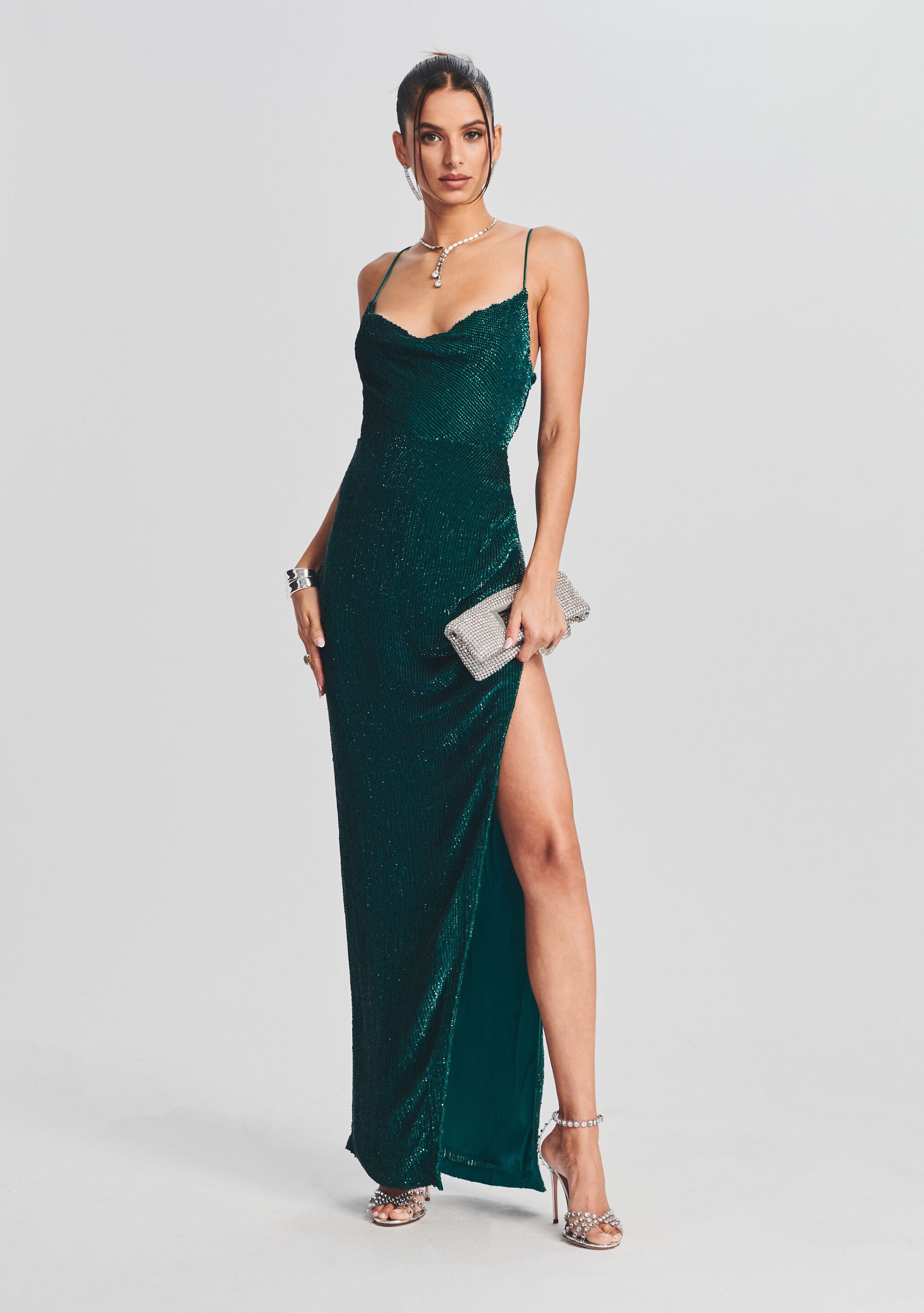retrofete long dress Katya Sequin Badge: New In Size:51.8 Inch (7 Drawers) sweetheart topline Strapless Side Serisse Women's Blue And