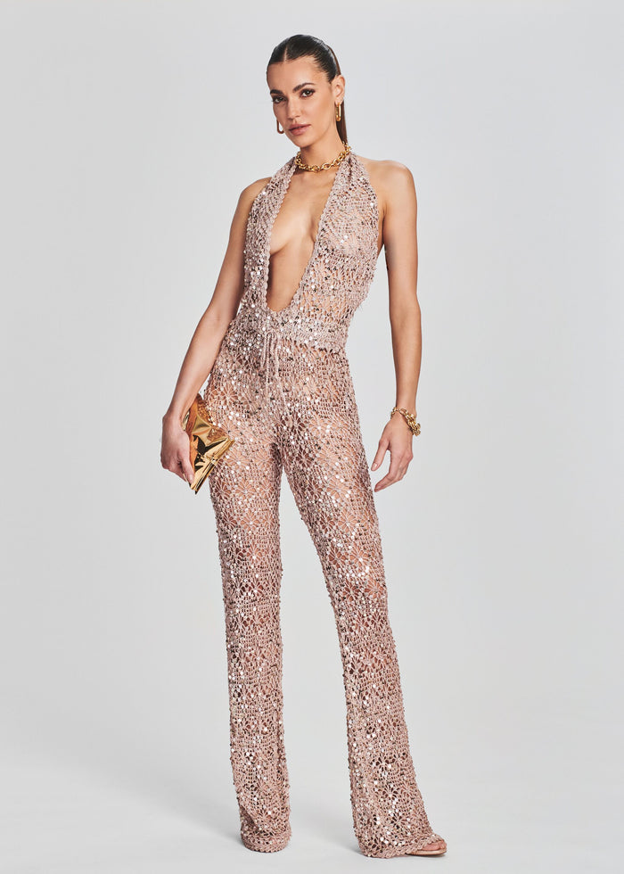 Tosca Sequin Crochet Jumpsuit