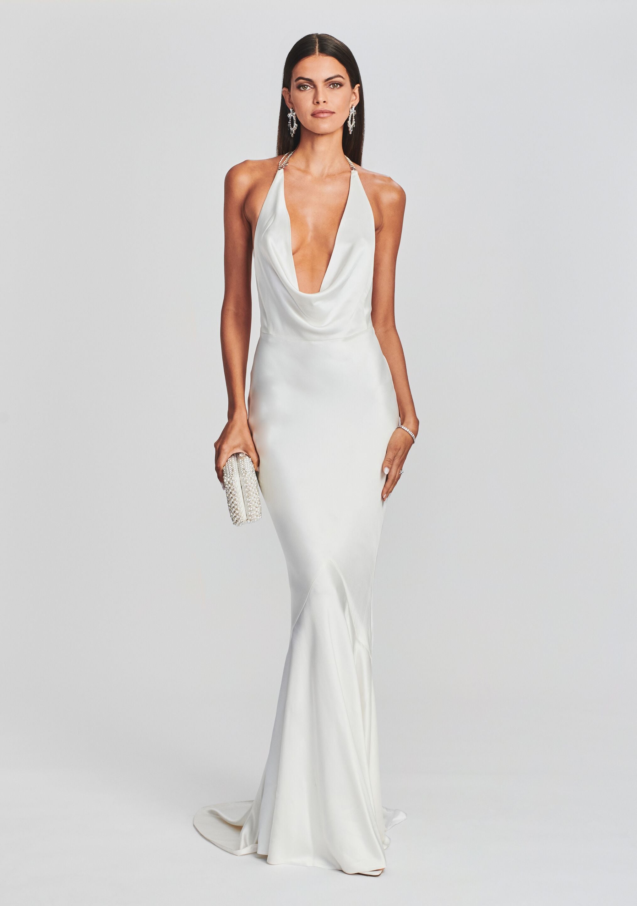 White silk evening gown sale
