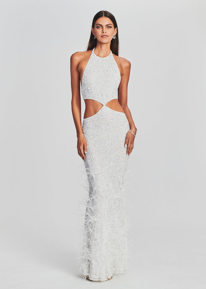 Katerina Sequin Feather Dress