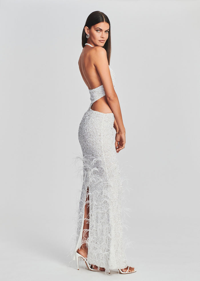 Katerina Sequin Feather Dress