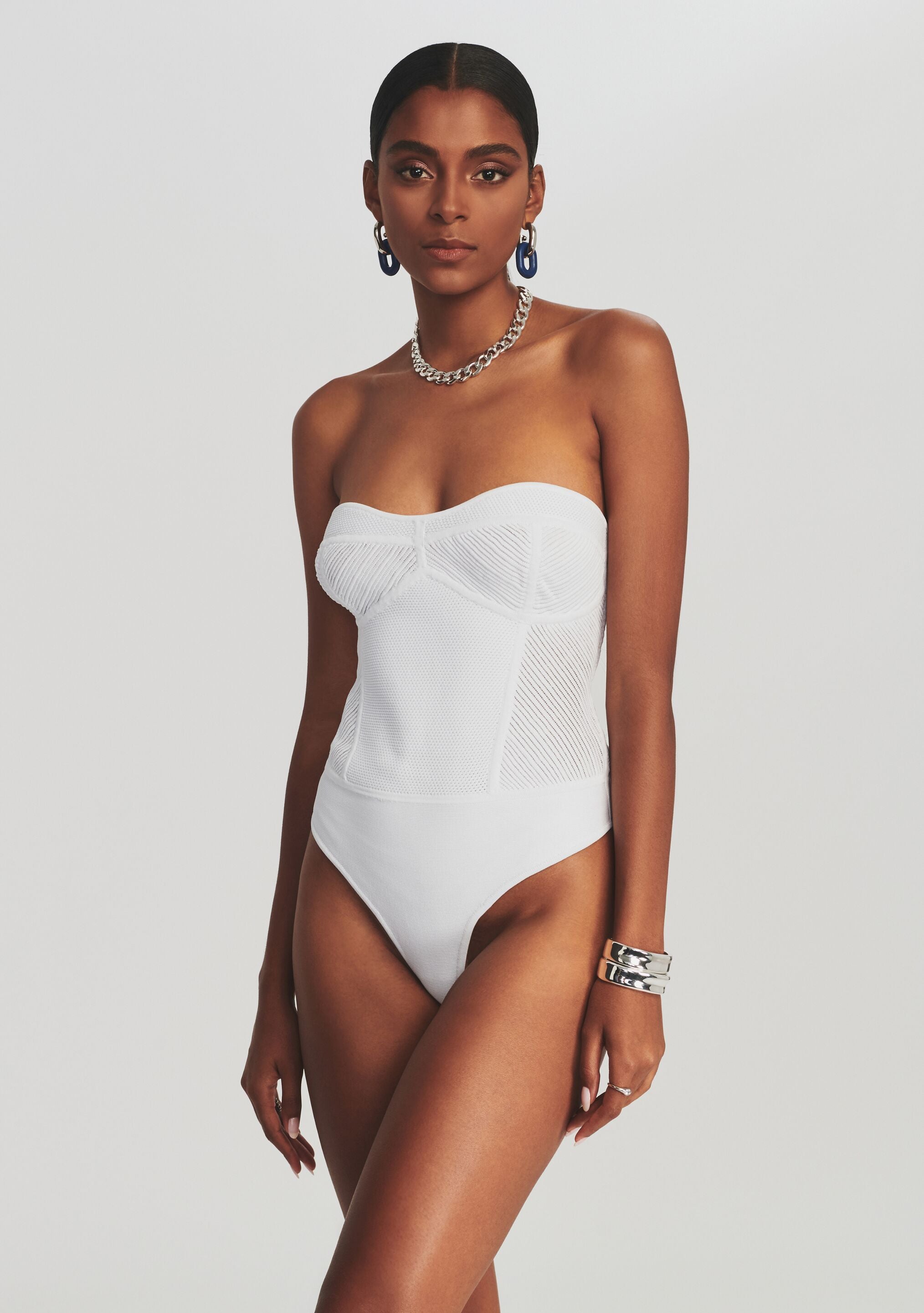White hotsell strapless bodysuit