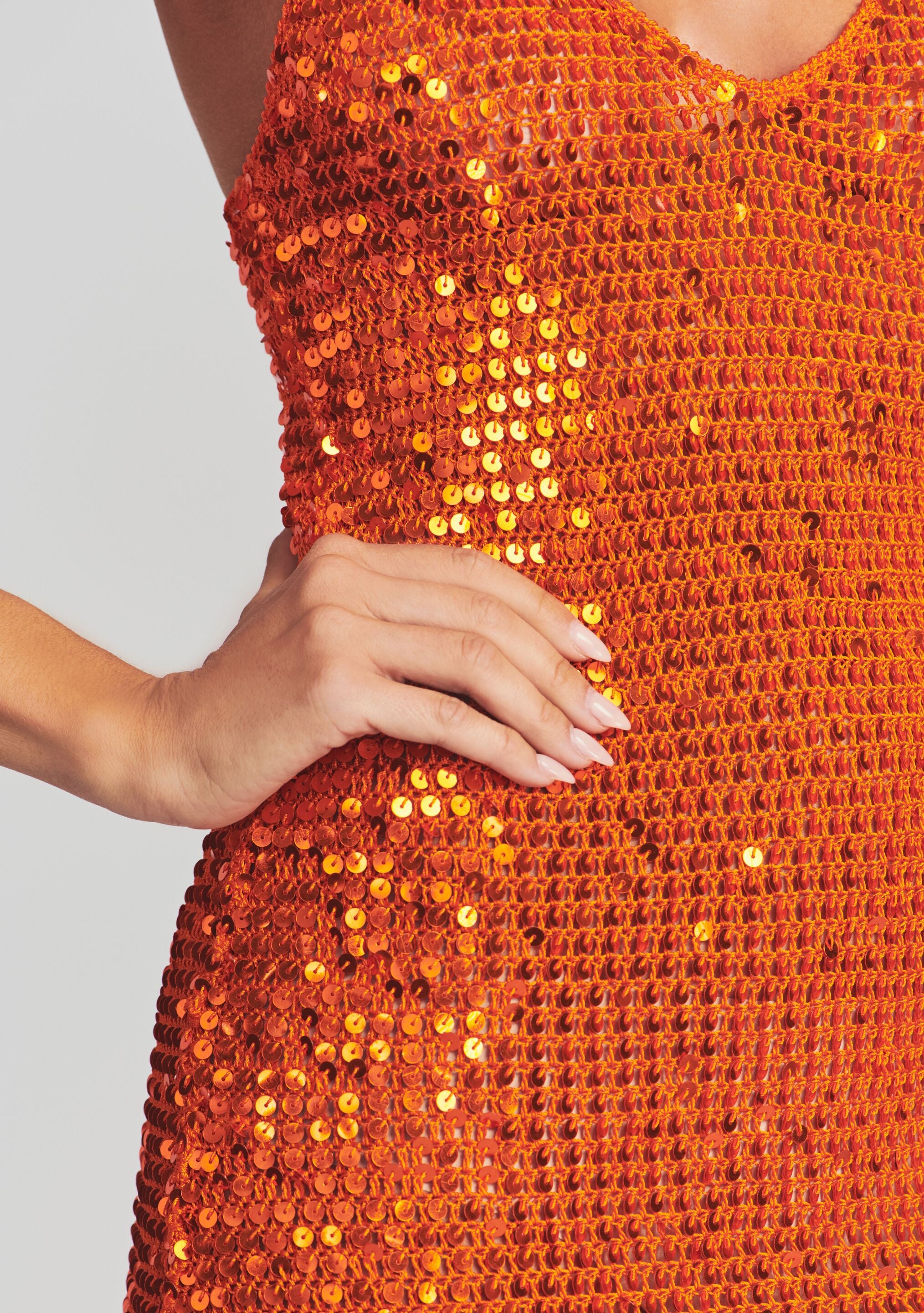 Zara orange sequin dress store