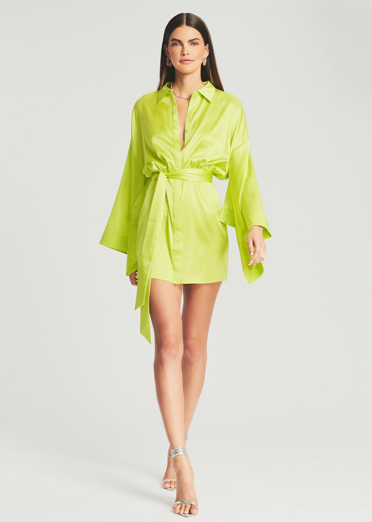neon yellow silk dress Yellow The Label Nina Silk Dress Chartreuse